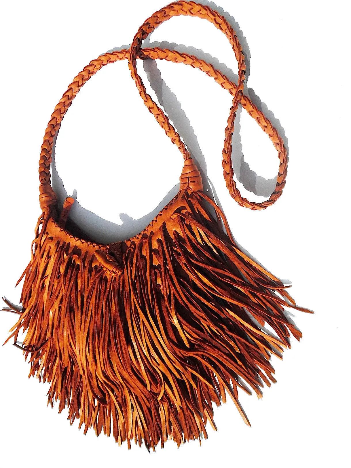 El Fleco Crossbody Fringe Bag Cognac