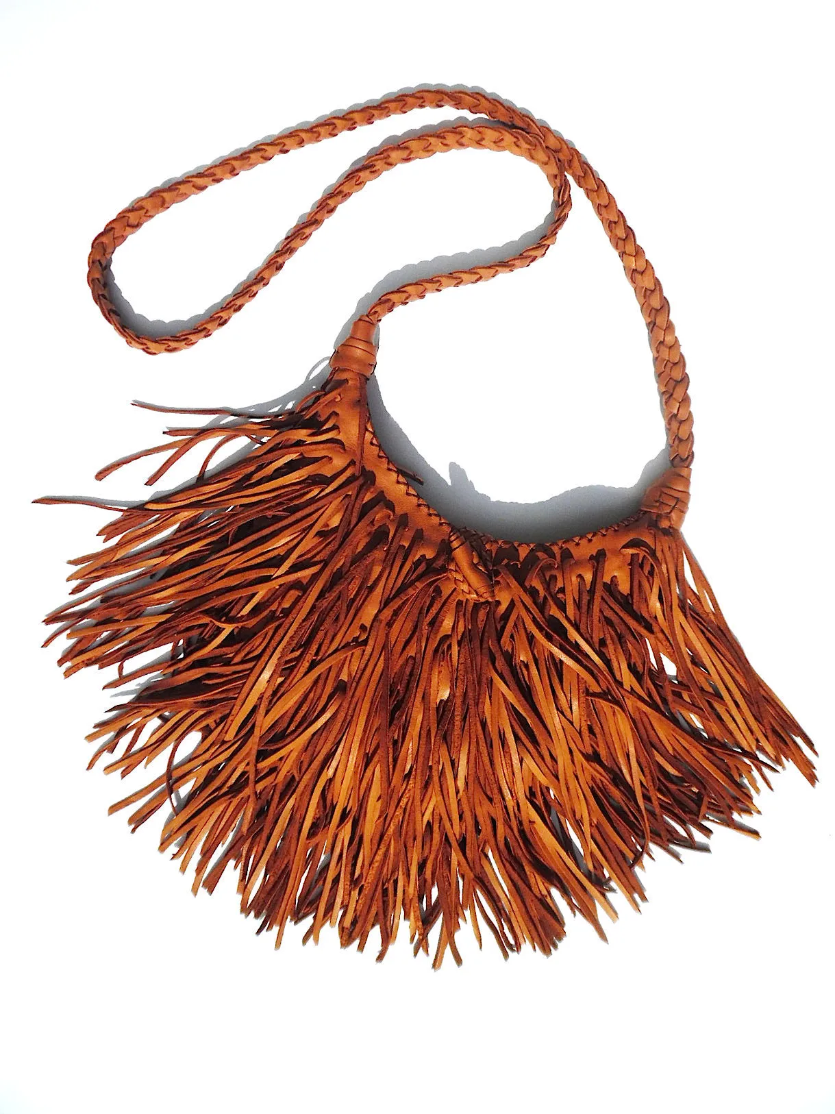 El Fleco Crossbody Fringe Bag Cognac