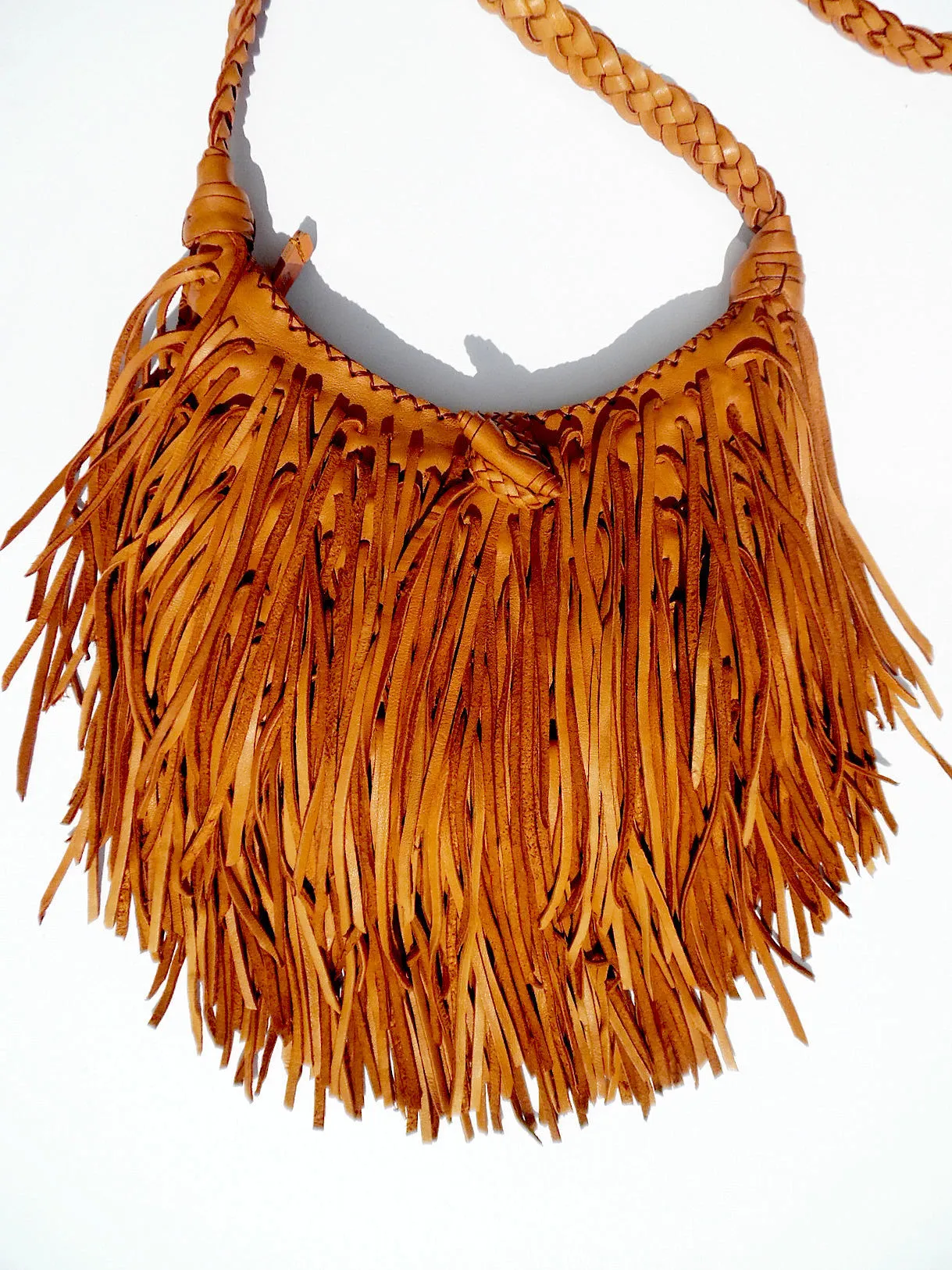 El Fleco Crossbody Fringe Bag Cognac