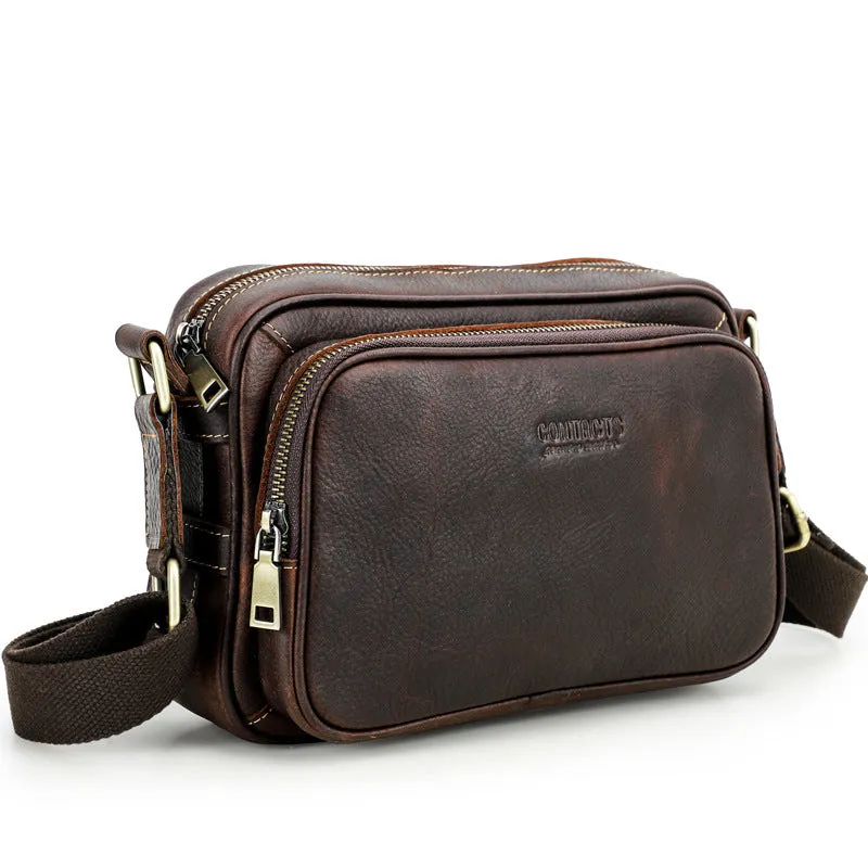 ElegantLeather Zipper Cardholder Crossbody Messenger Bag