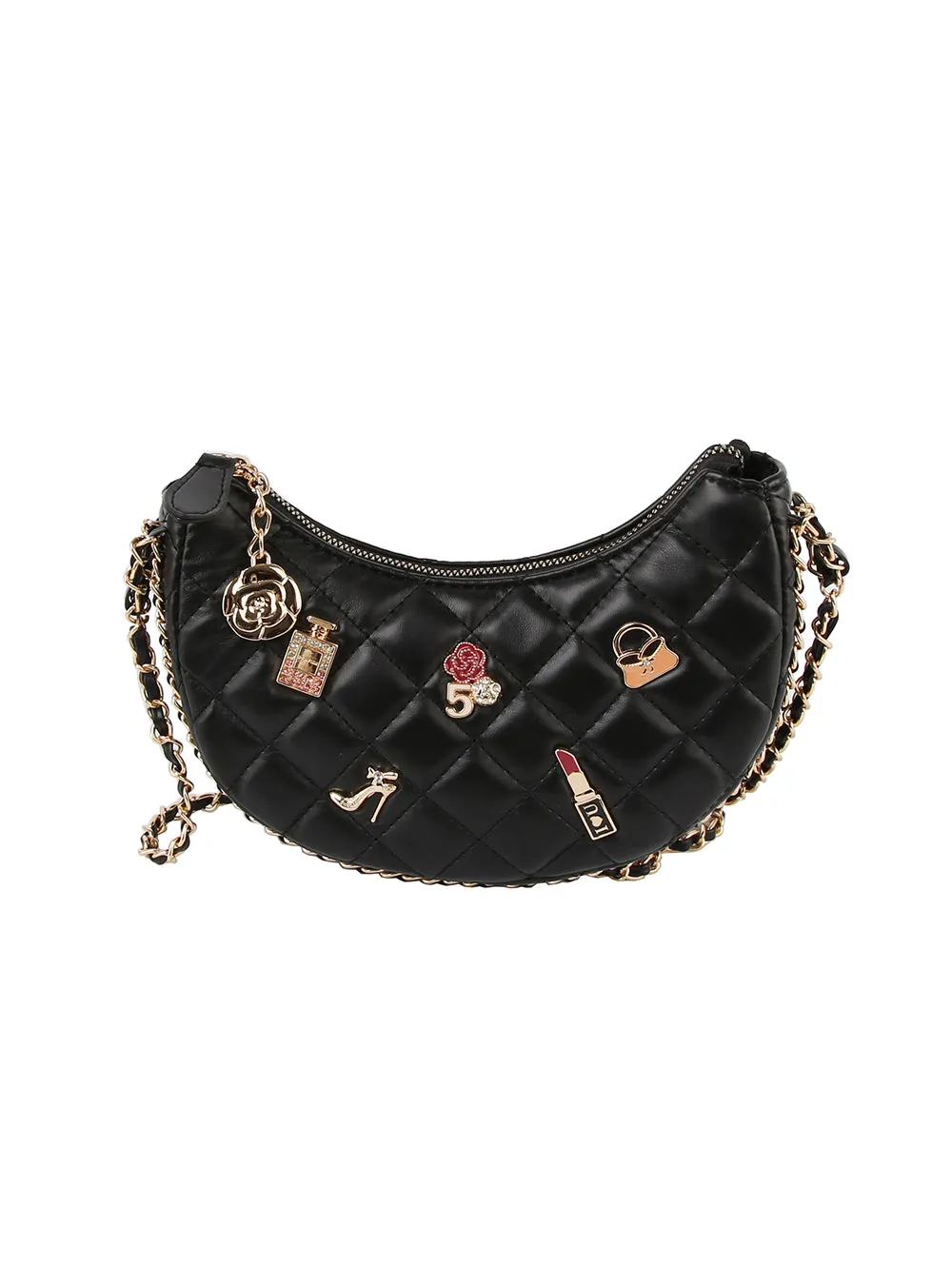 Embellished Quilted Crossbody Bag