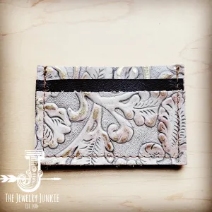 **Embossed Leather Credit Card Holder-Gilded Cowboy 602j