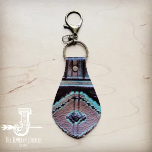 Embossed Leather Key Chain - Turquoise Navajo 700b