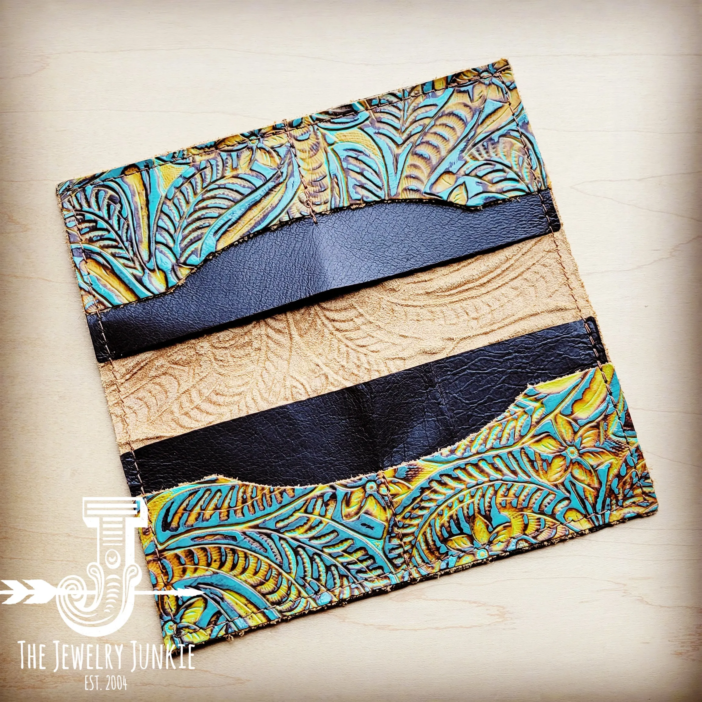 **Embossed Leather Wallet in Dallas Turquoise 302j