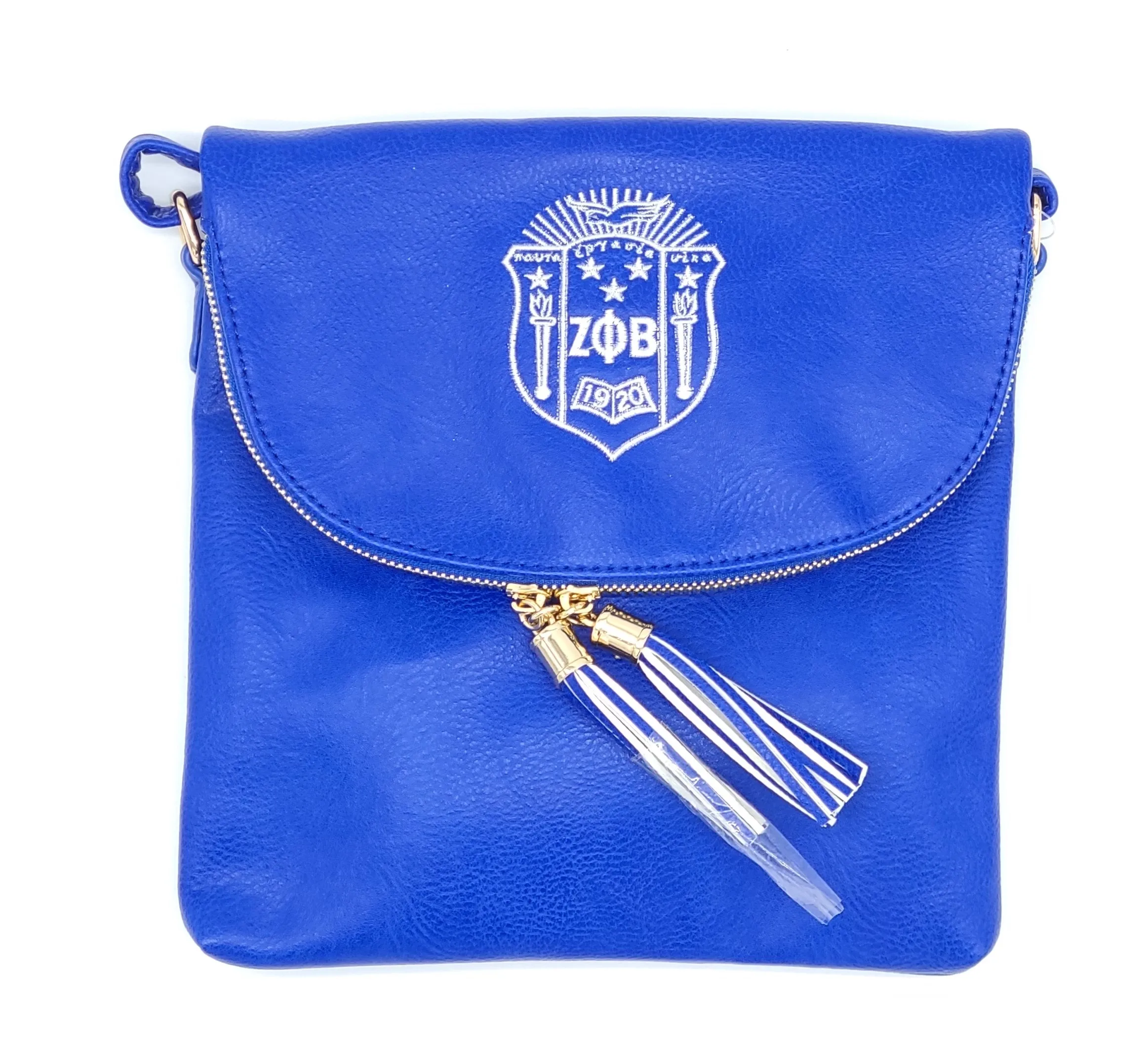 Embroidered Zeta Phi Beta Round Flap Crossbody