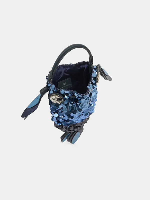 Fish Sequin Cross Body in Marine