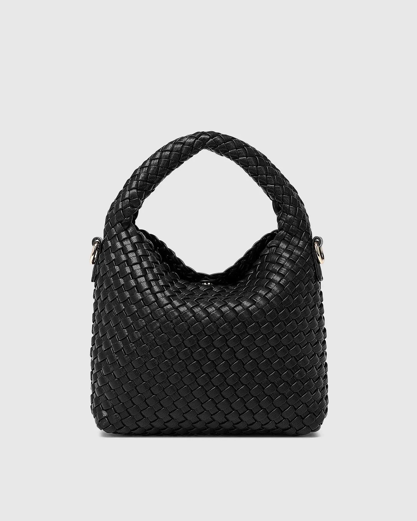 Gabby Mini Woven Shoulder Bag - Black