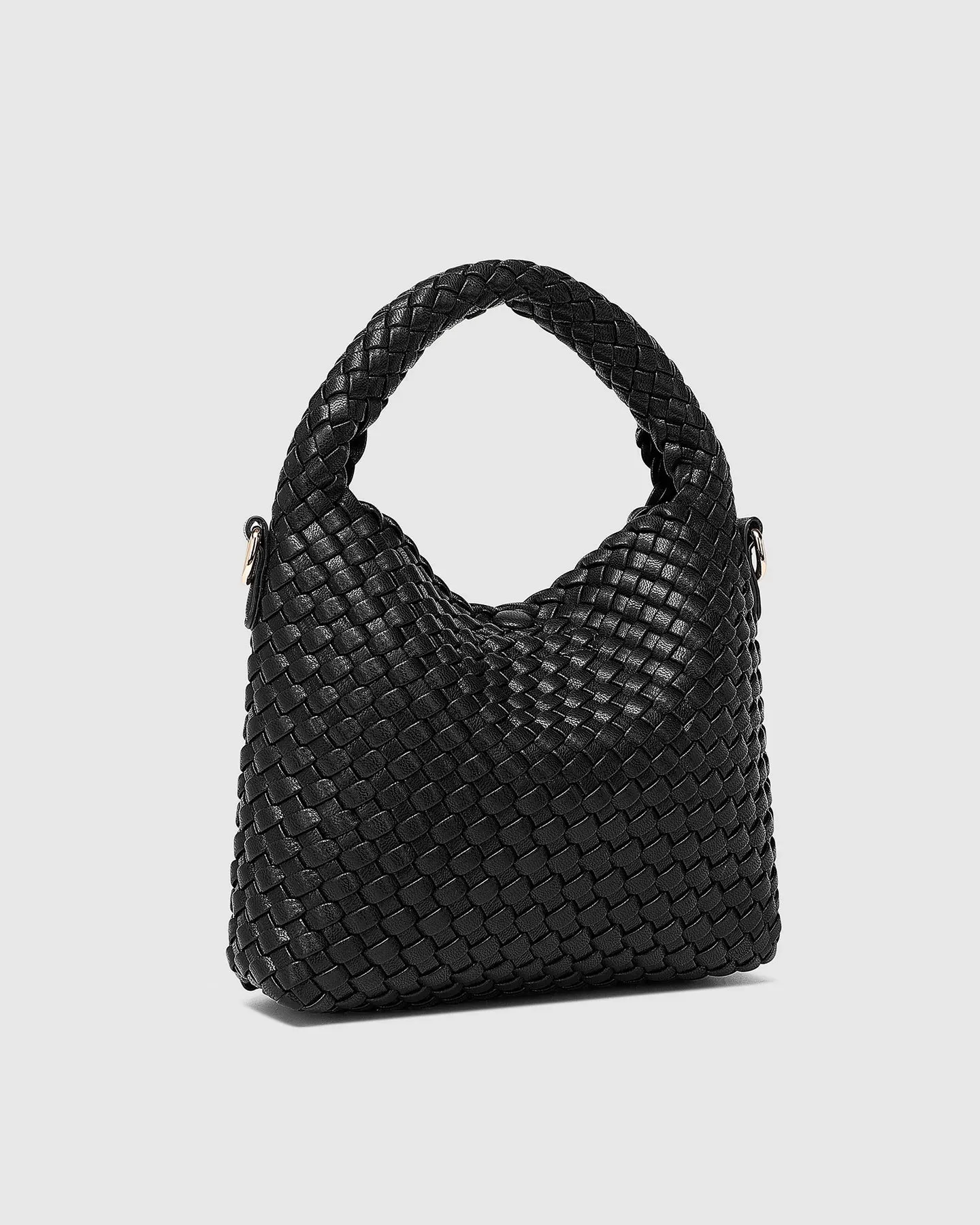 Gabby Mini Woven Shoulder Bag - Black