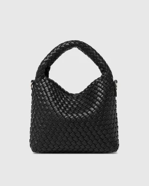 Gabby Mini Woven Shoulder Bag - Black