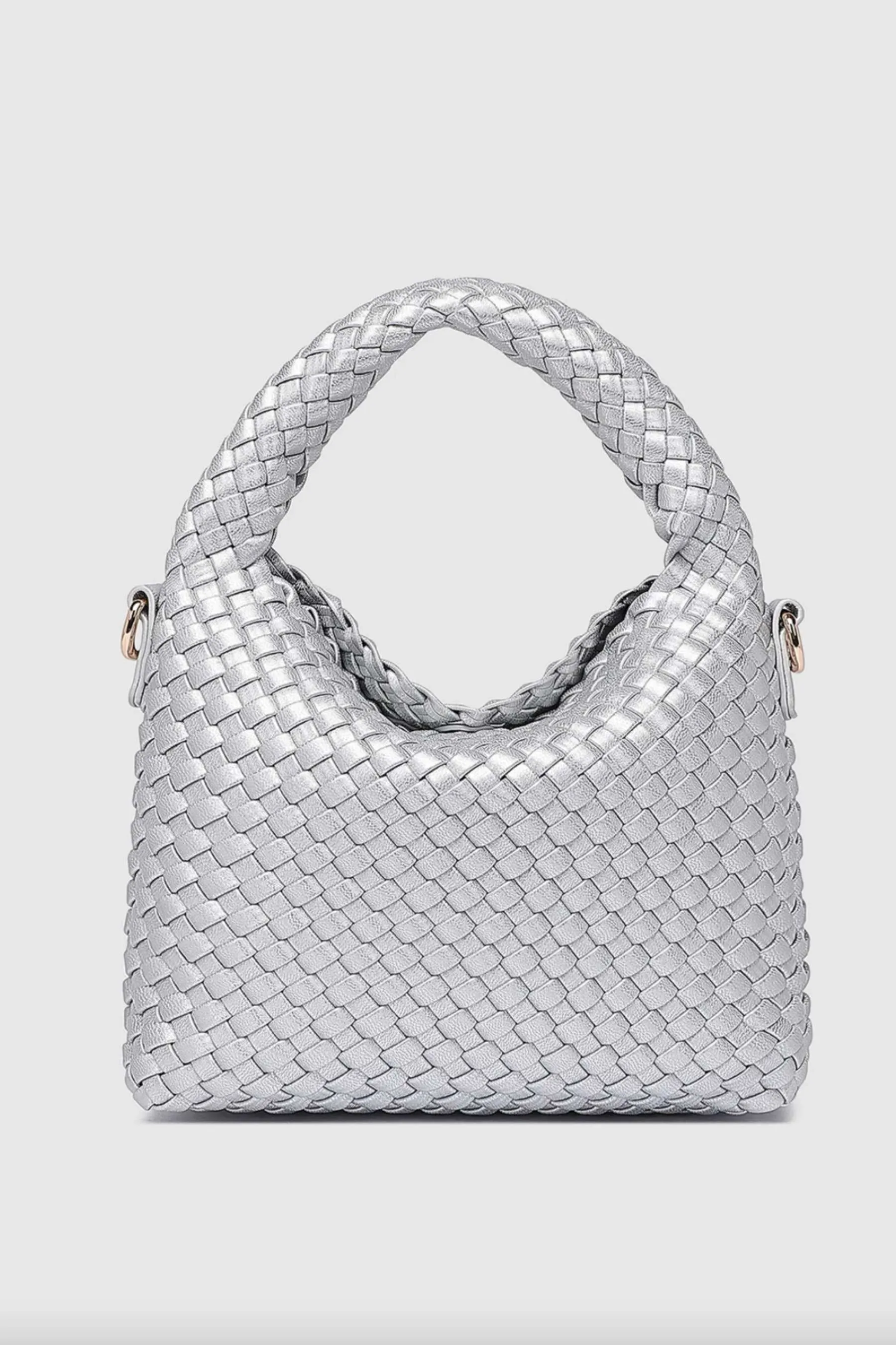 Gabby Mini Woven Shoulder Bag | Silver