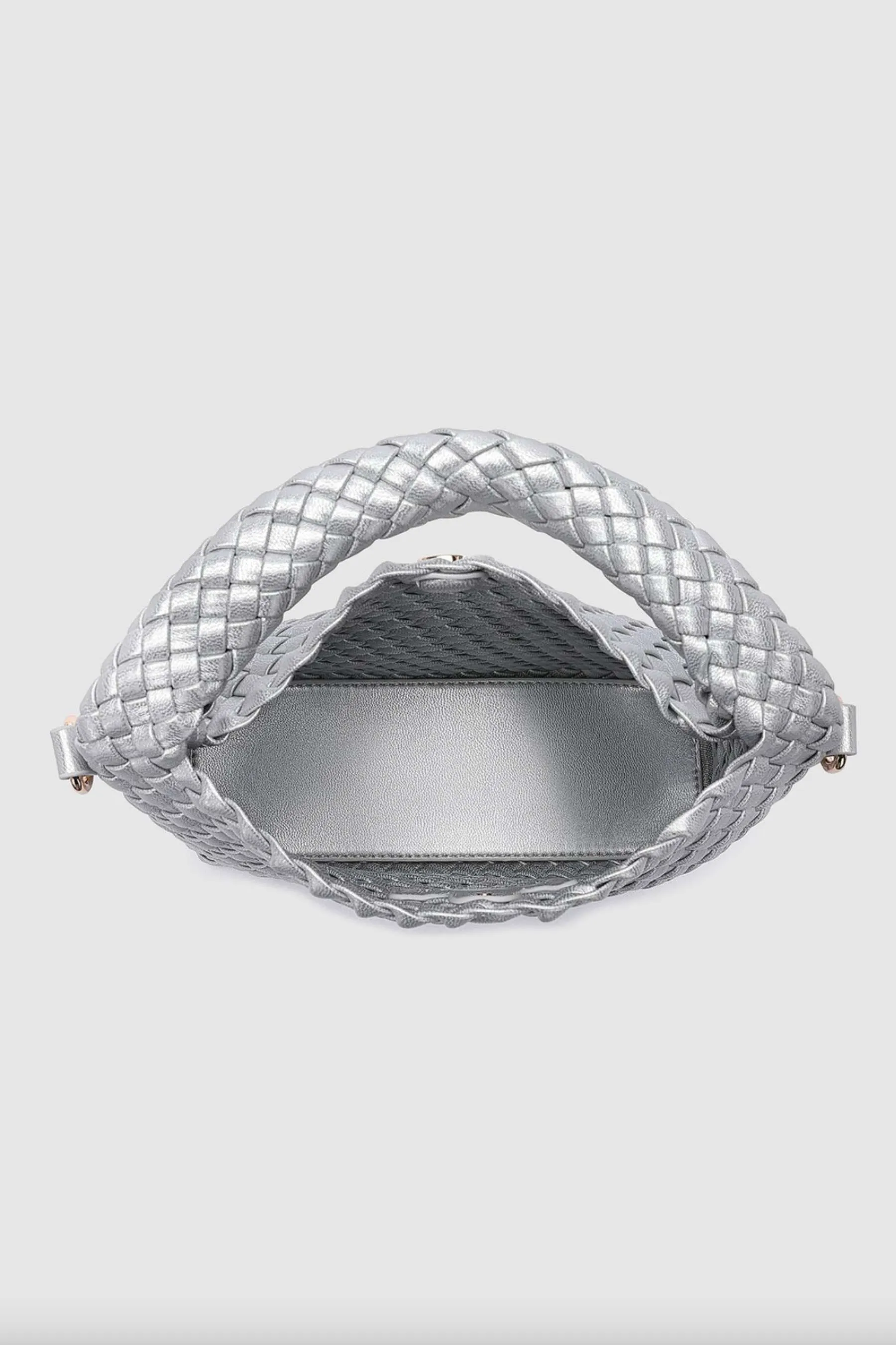 Gabby Mini Woven Shoulder Bag | Silver