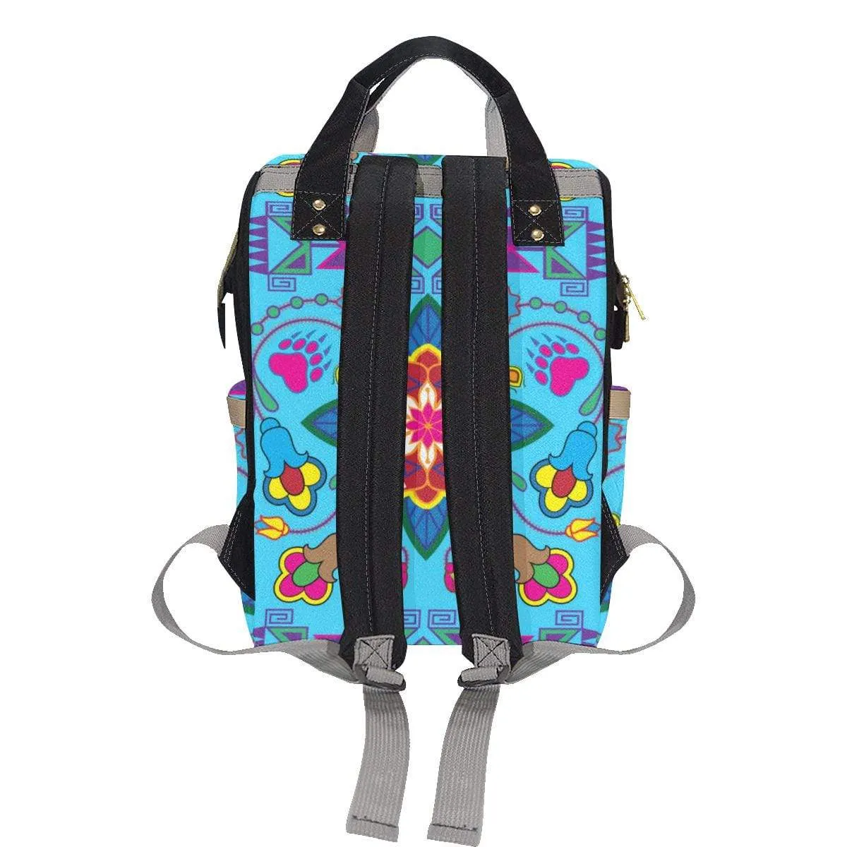 Geometric Floral Winter-Sky Blue Multi-Function Diaper Backpack