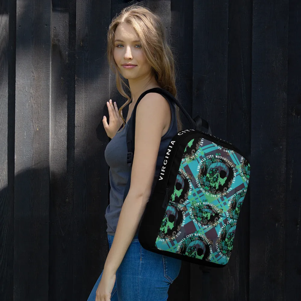 Green Flower Skull Backpack