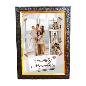 H and N Creations - Customized Collage Photo Frame With Photo Upload - A4 Size (4 Images) - Marble Finish Chocolate Brown - Perfect for Families & Couples Gifts