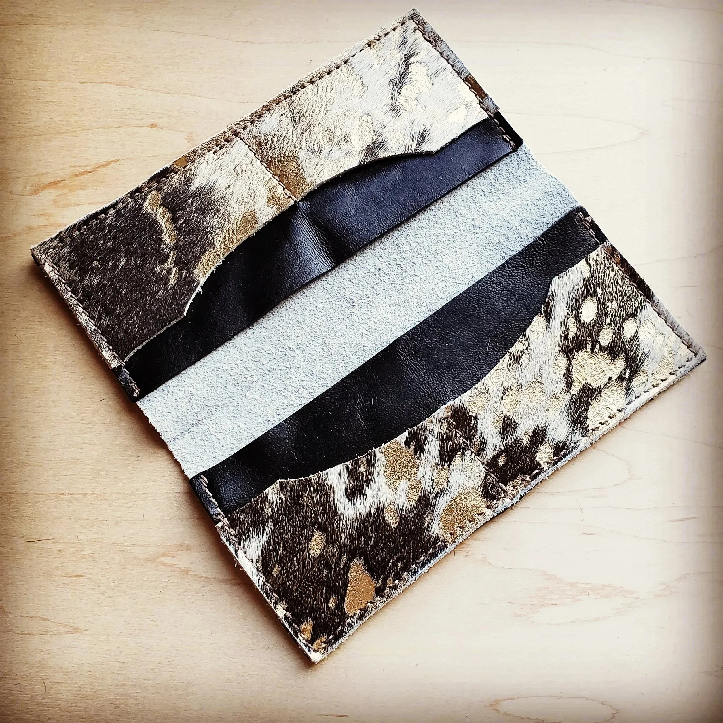 Hair-On Hide Leather Wallet in Mixed Metallic