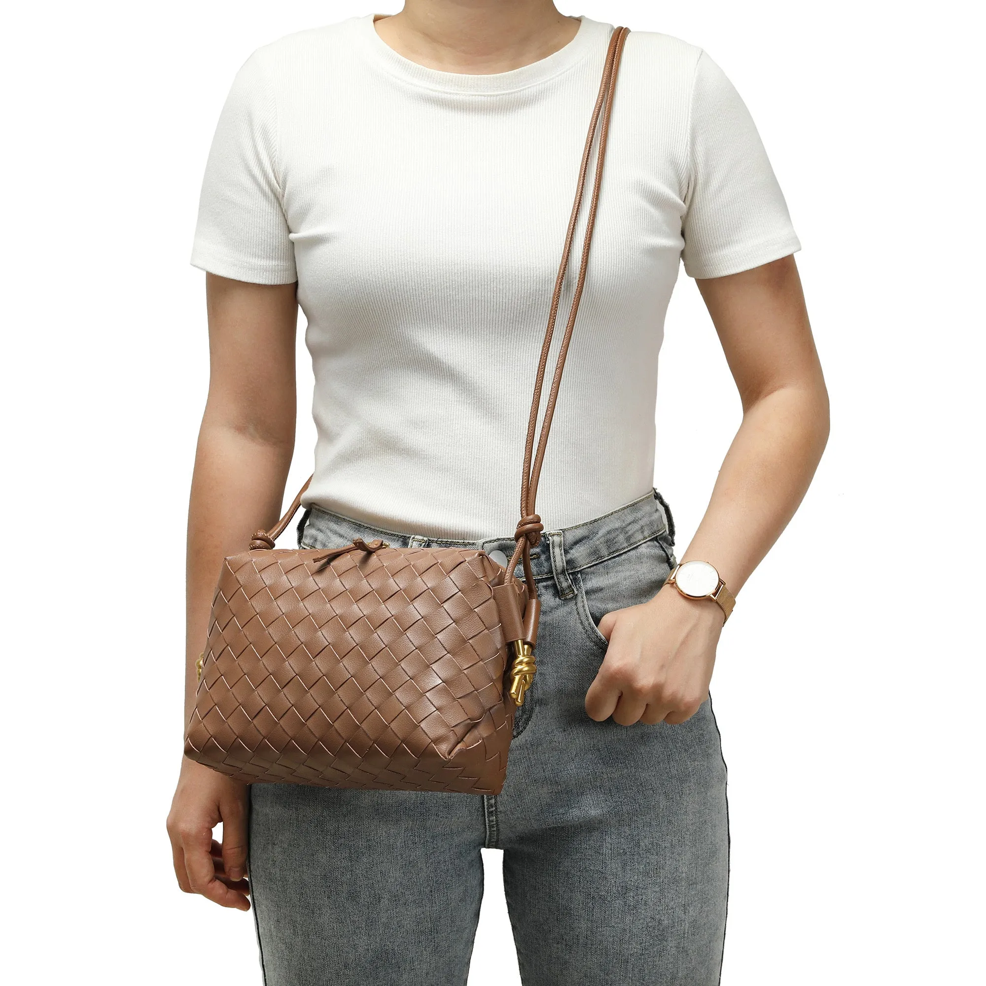 Hand-Woven Leather Crossbody/Shoulder Bag