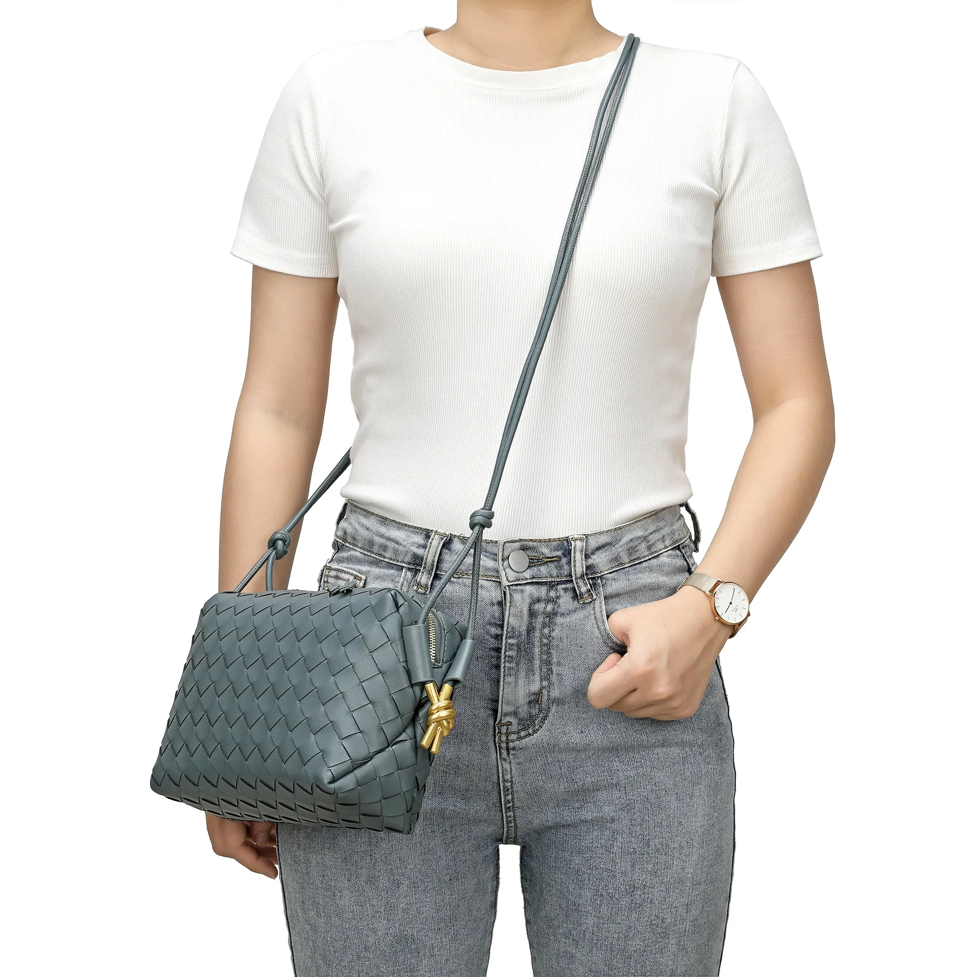 Hand-Woven Leather Crossbody/Shoulder Bag