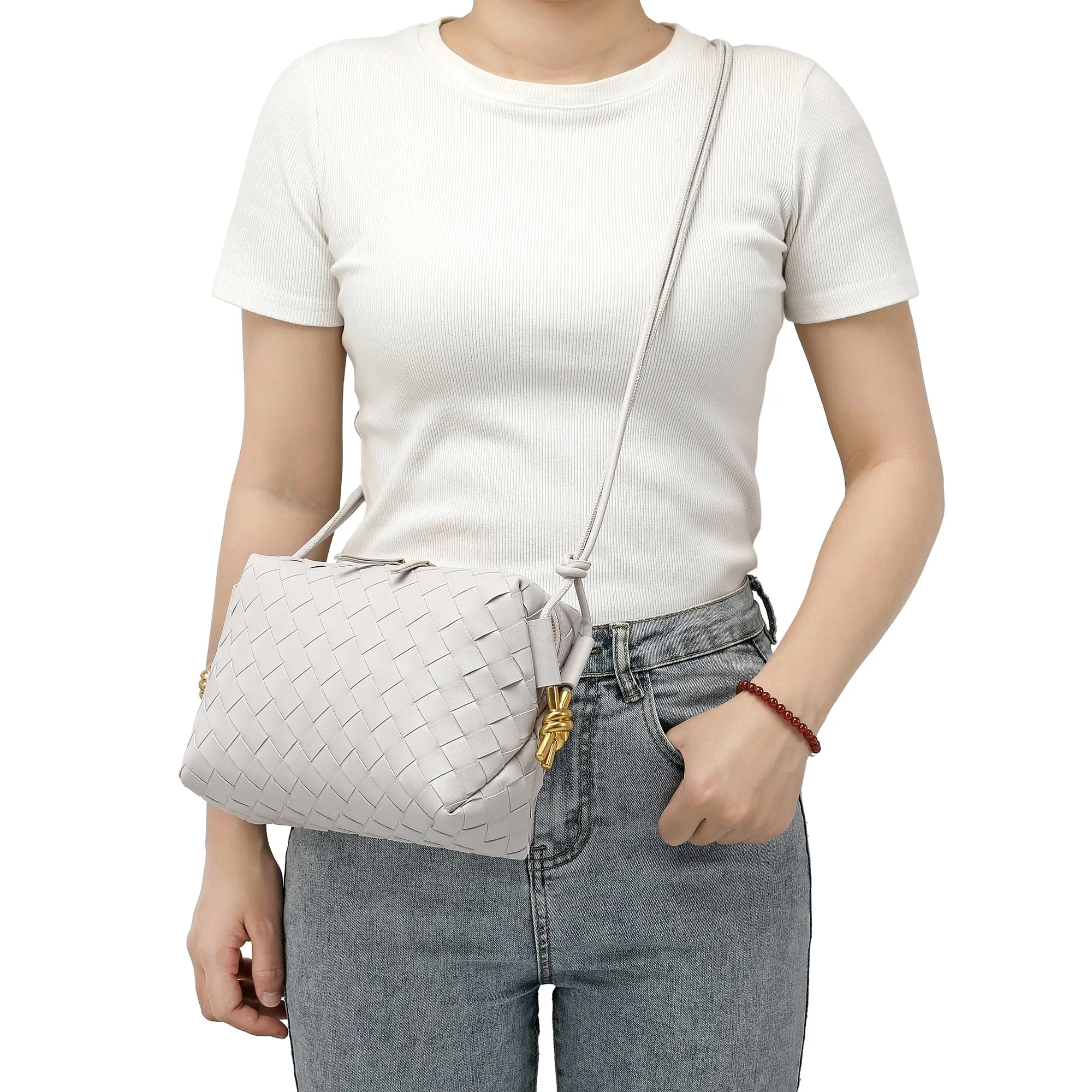 Hand-Woven Leather Crossbody/Shoulder Bag