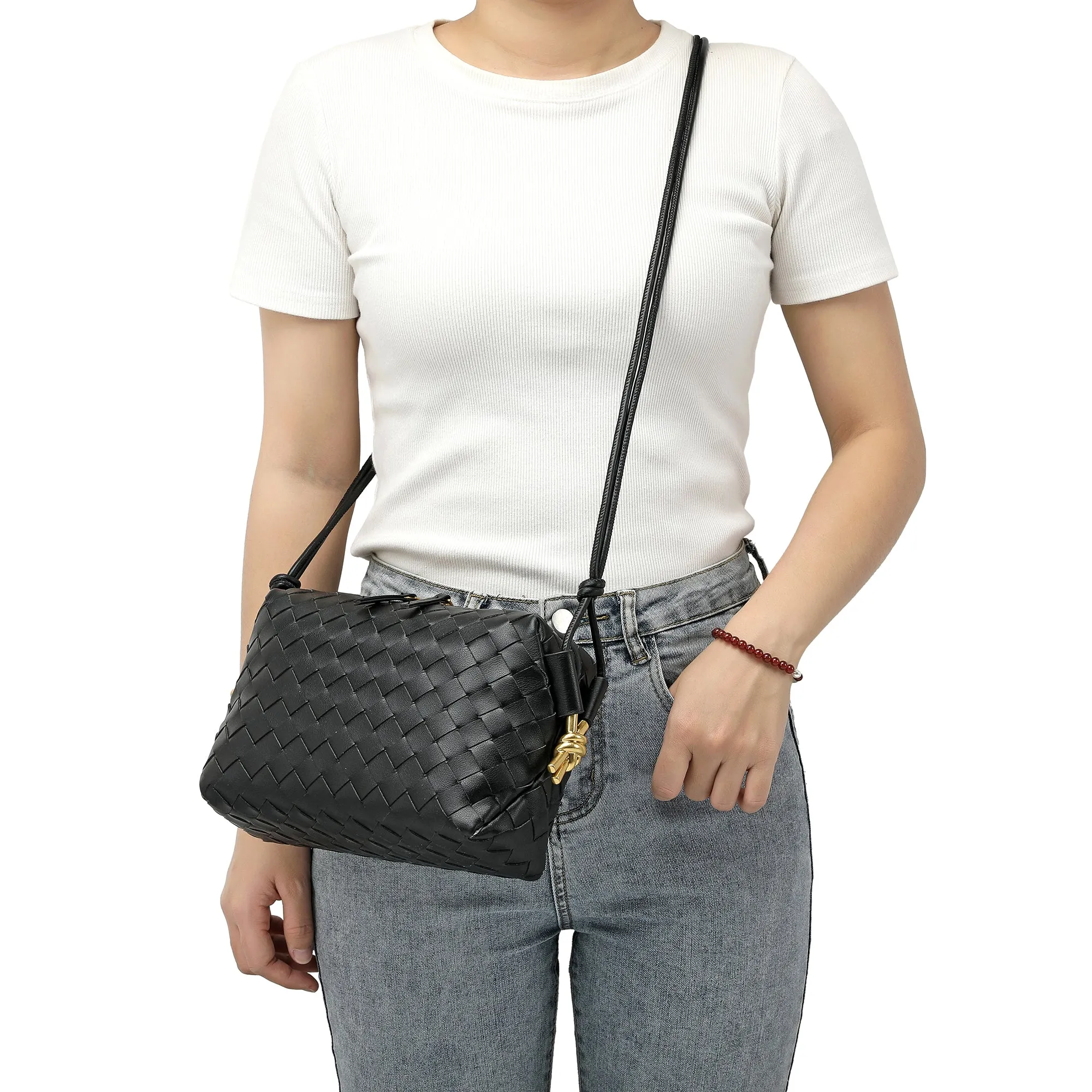 Hand-Woven Leather Crossbody/Shoulder Bag