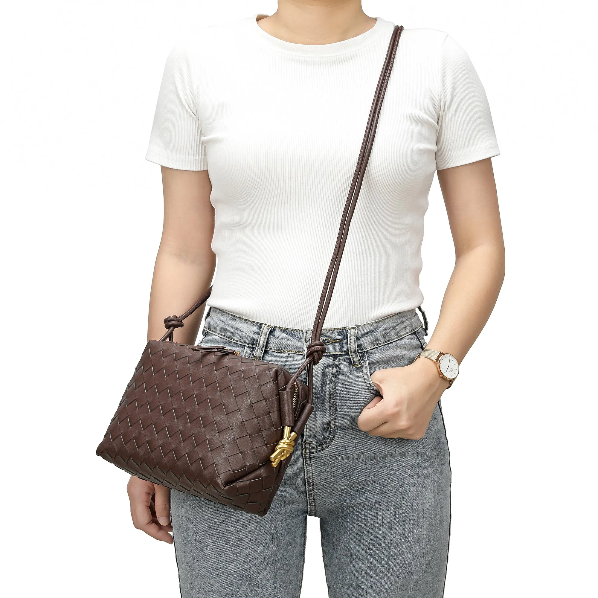 Hand-Woven Leather Crossbody/Shoulder Bag