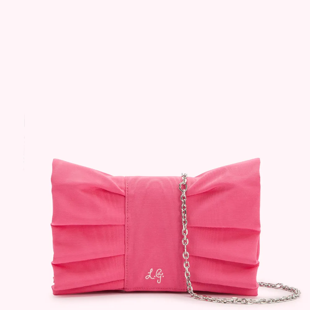 HOT PINK MOIRE BOW CLUTCH