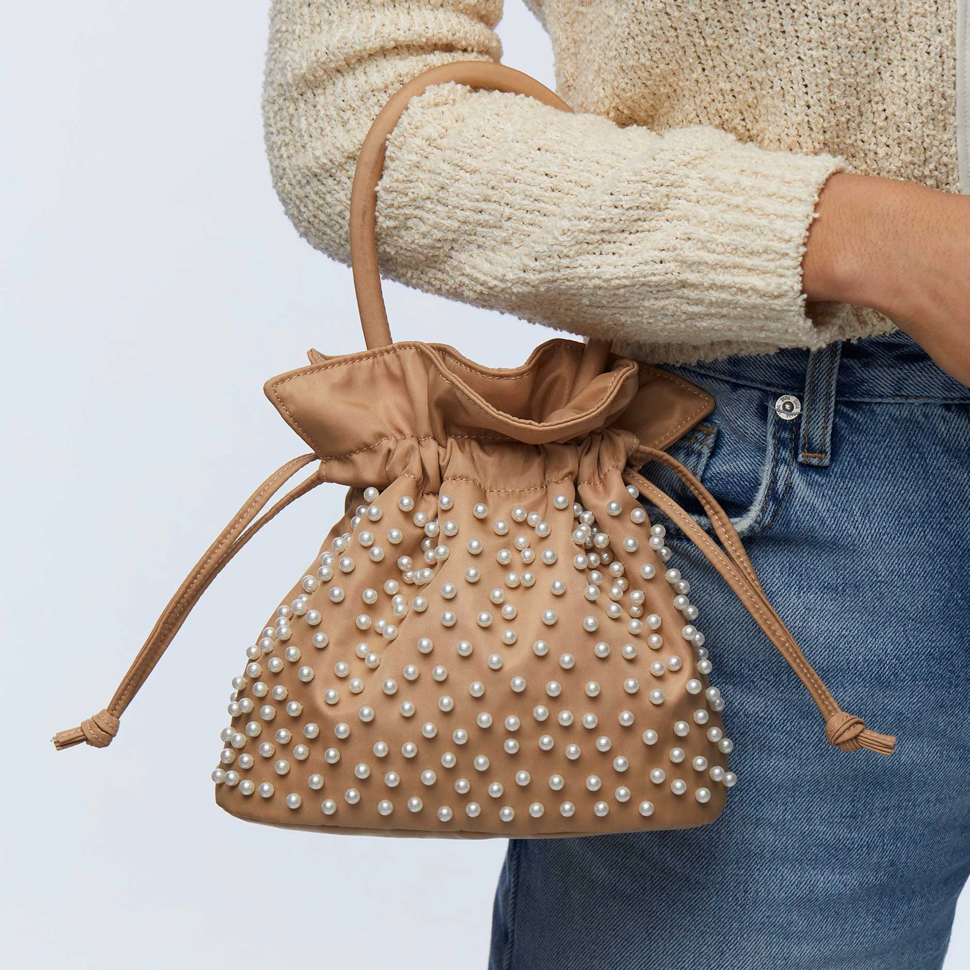 KHAKI PEARL SIA DRAWSTRING BAG