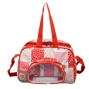 Kuber Industries Baby Diaper Bag | Maternity Diaper Changing Bag | Travel Diaper Bag | Diaper Bag for Mothers | Transparent D Pocket Baby Bag | Teddy Bear Diaper Bag with Straps | Red