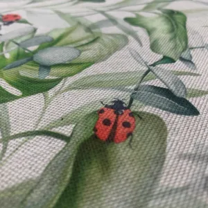 Lady Bird Monstera Printed 'Linen' Fabric