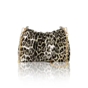 Leather Convertible Animal Print Bag Light Gold