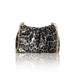 Leather Convertible Animal Print Bag Light Grey