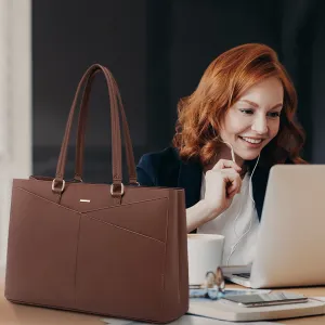 Lovevook Women's Versatile Laptop Tote & Handbag Brown - Perfect for Work and Travel