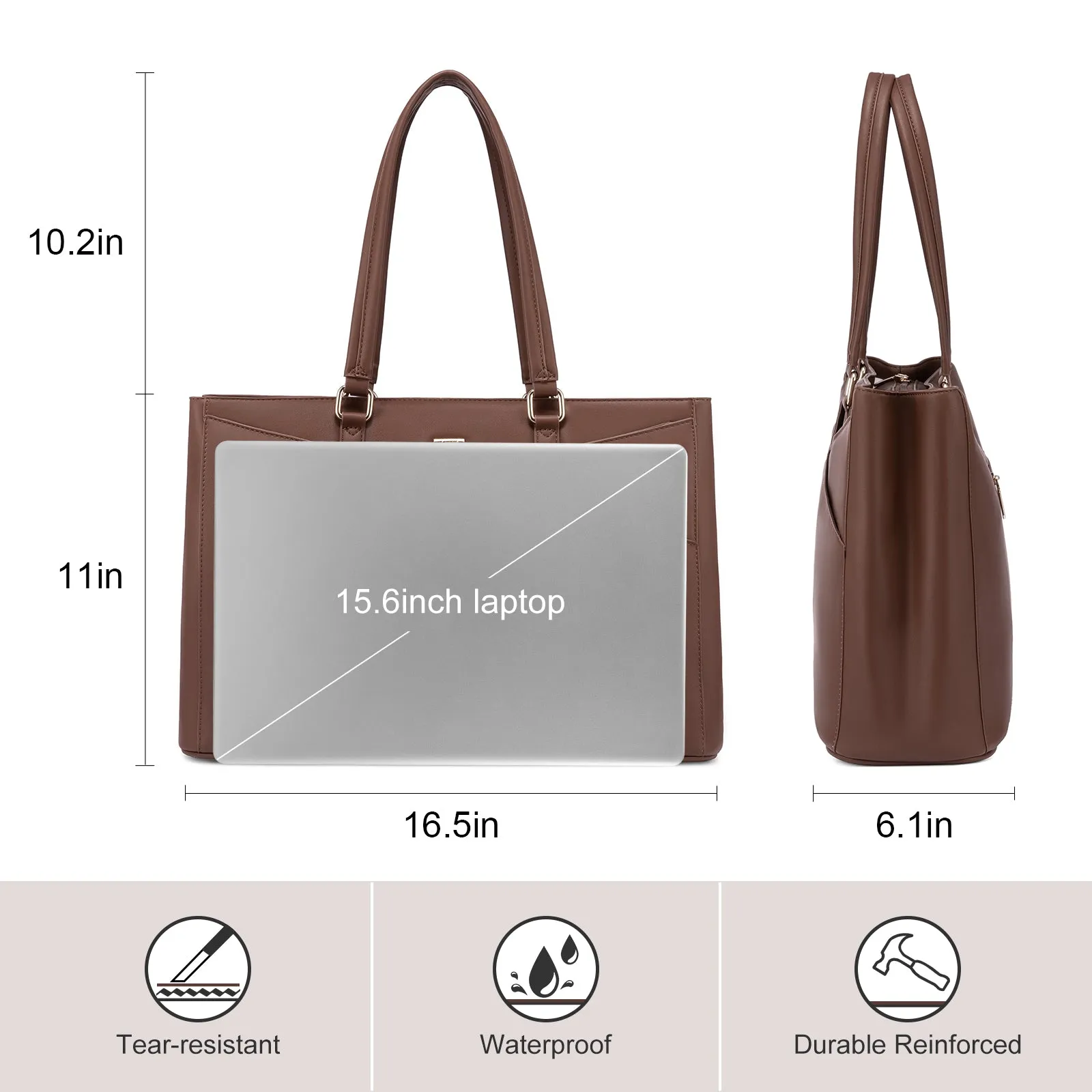 Lovevook Women's Versatile Laptop Tote & Handbag Brown - Perfect for Work and Travel