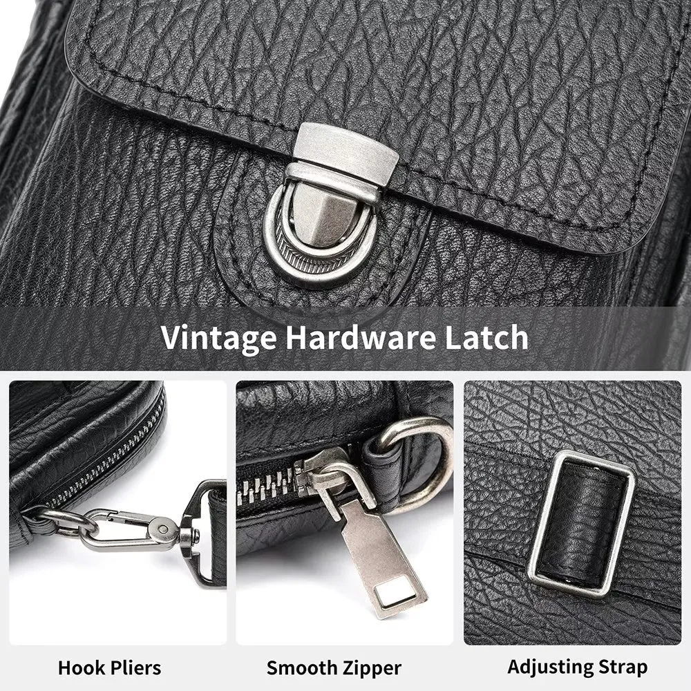 Luxury Genuine Leather Flap Vintage Crossbody Bag