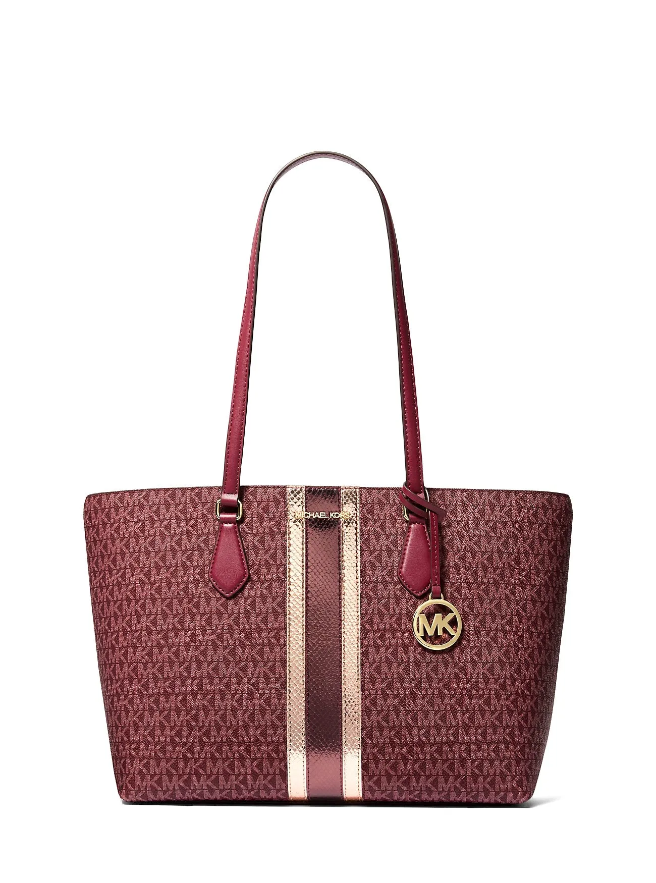 Michael Kors Women's 	
Sheila Large Signature Logo and Metallic Tote Bag