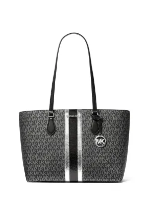 Michael Kors Women's 	
Sheila Large Signature Logo and Metallic Tote Bag