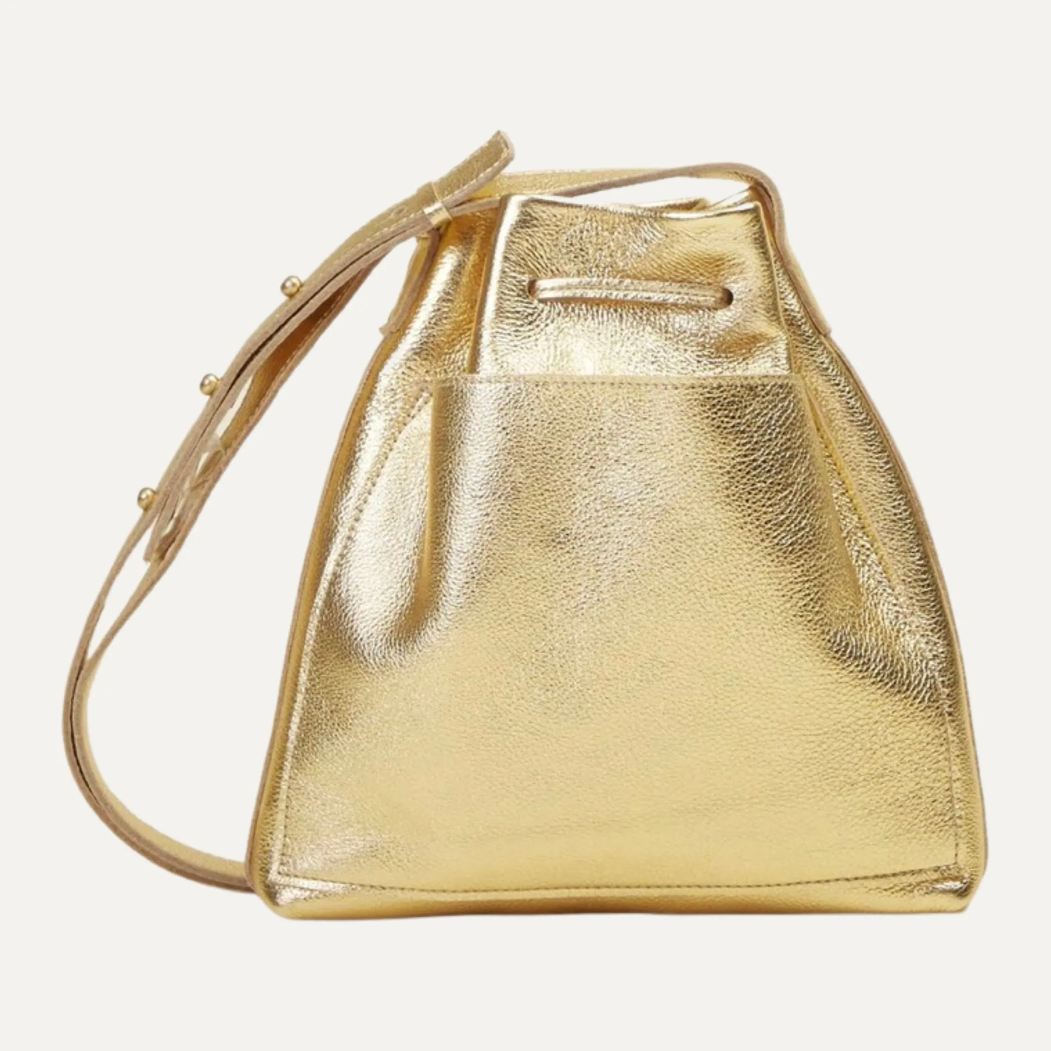 Mini Crossbody Tote | Gold Metallic Leather   Gold Hardware