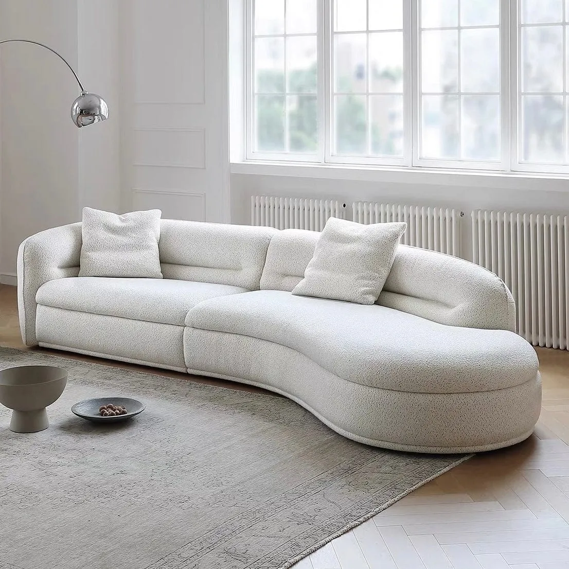 Mollie Performance Boucle Curve Sofa