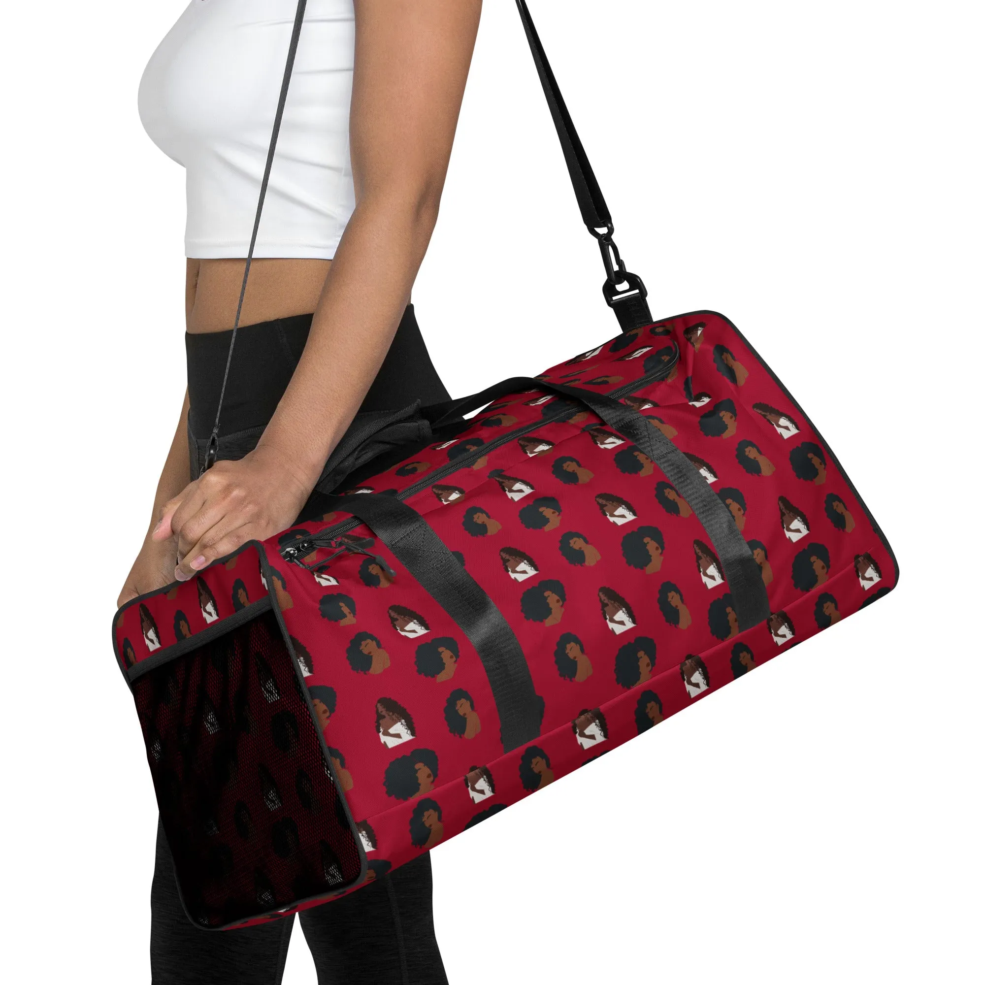 Natural Hair Love Burgundy Duffle bag