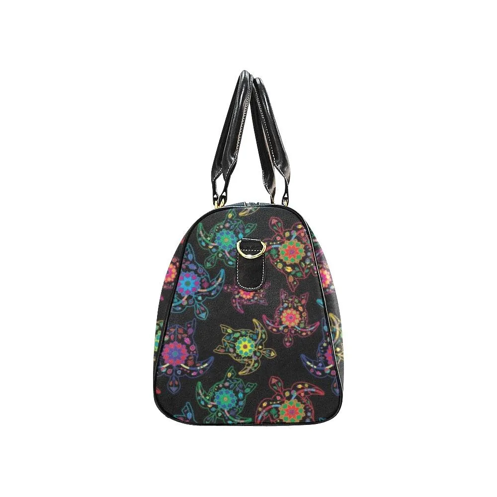 Neon Floral Turtle Waterproof Travel Bag/Small