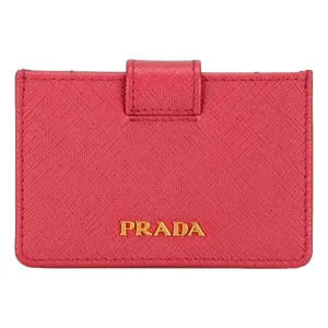 Prada Saffiano Leather Card Case Passcase Card Accordion Peonia Pink