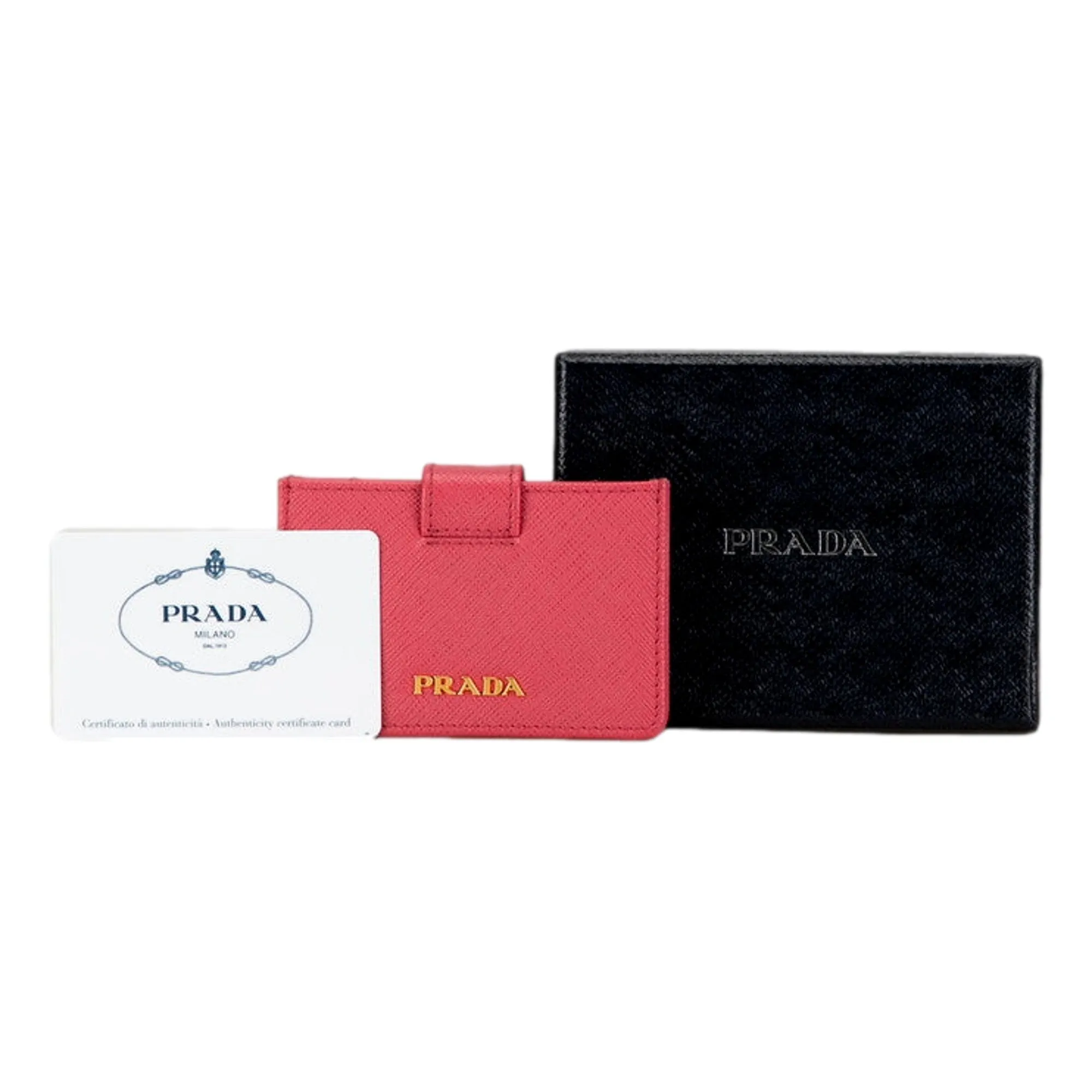 Prada Saffiano Leather Card Case Passcase Card Accordion Peonia Pink