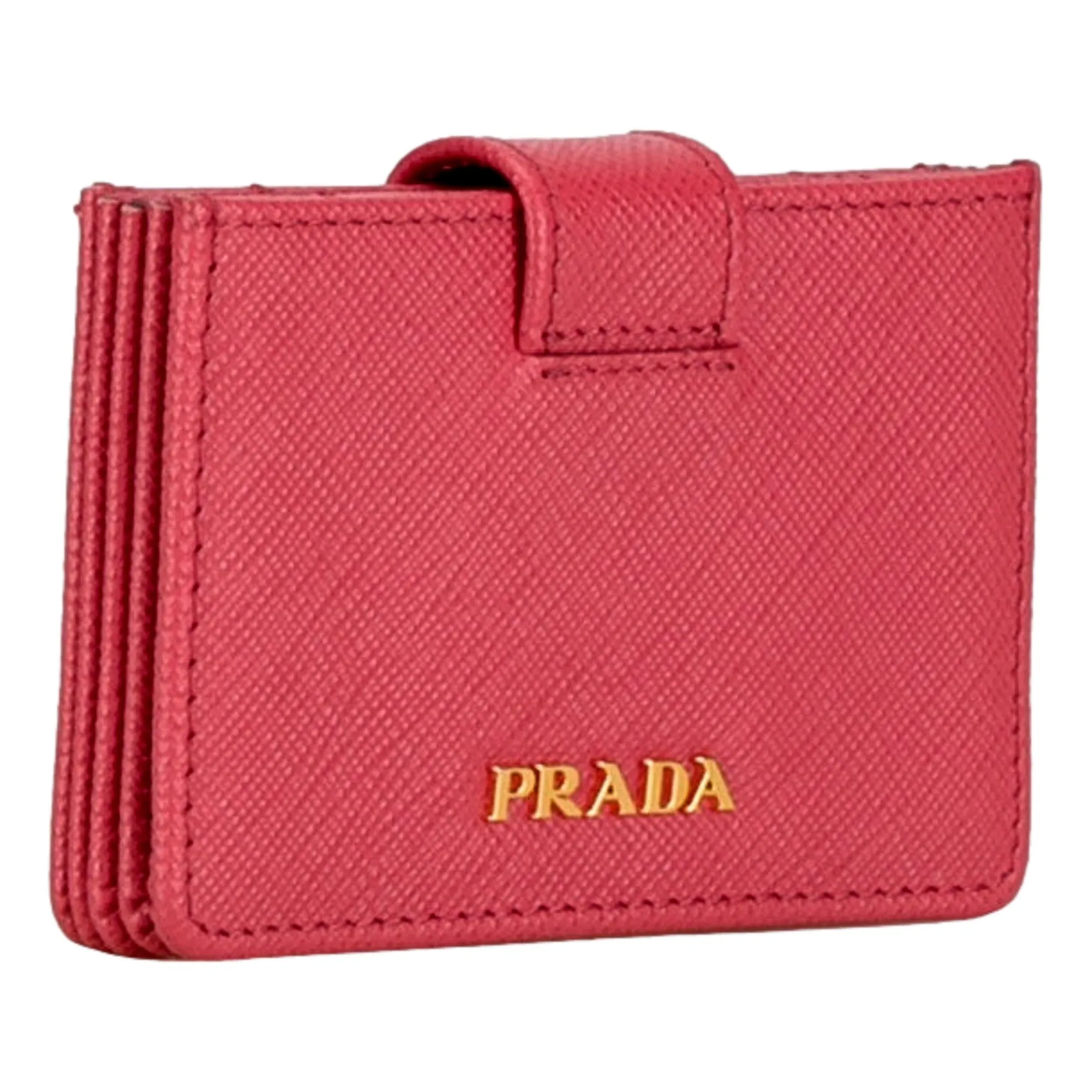 Prada Saffiano Leather Card Case Passcase Card Accordion Peonia Pink