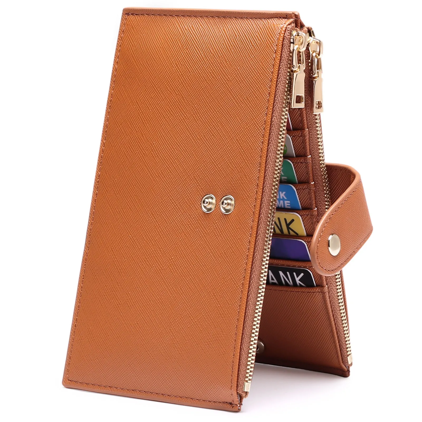 RFID Wallet Women Vacatime Bifold Card Case Wallet with Zipper Pocke for Women