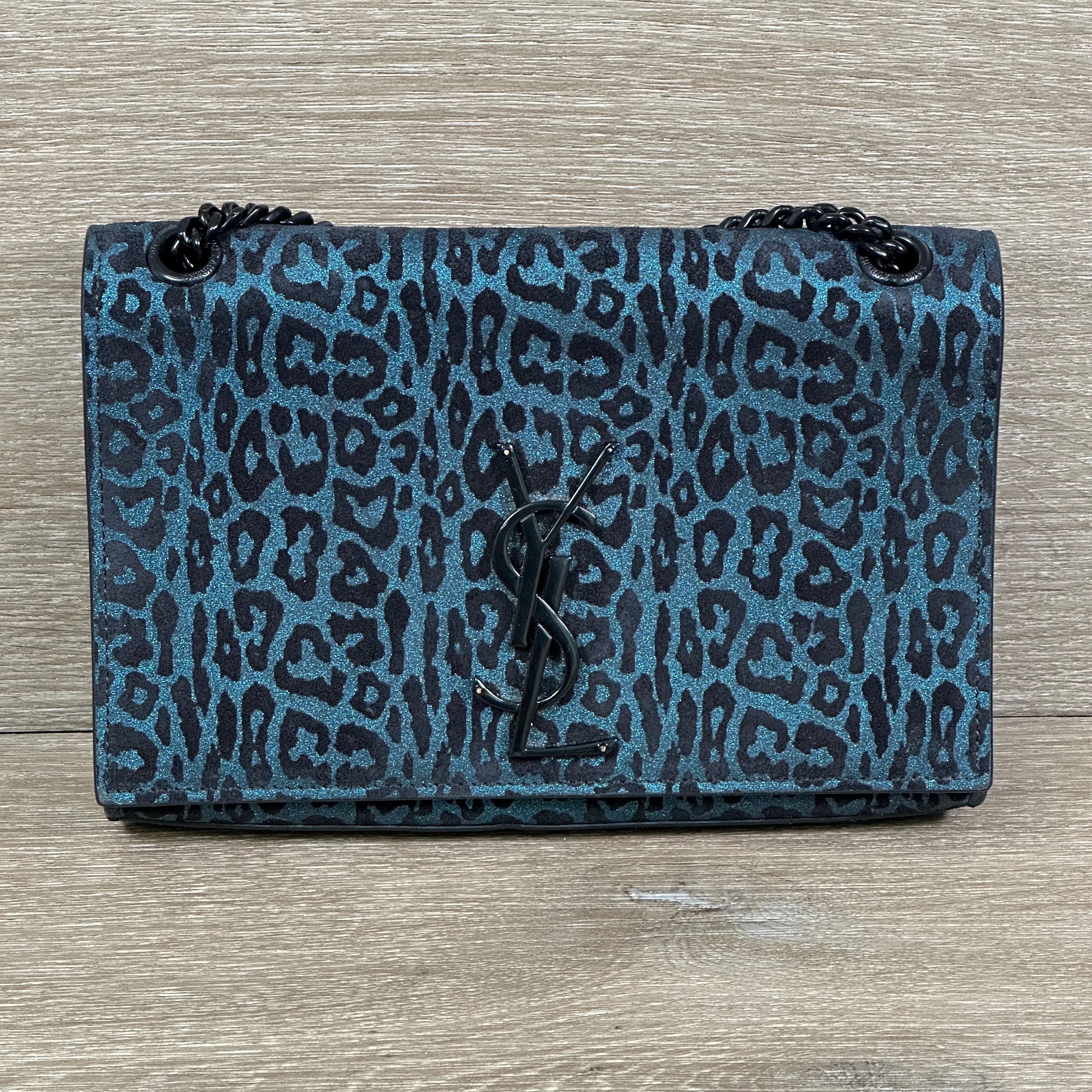 Saint Laurent Kate Monogram Small - Blue Leopard Print