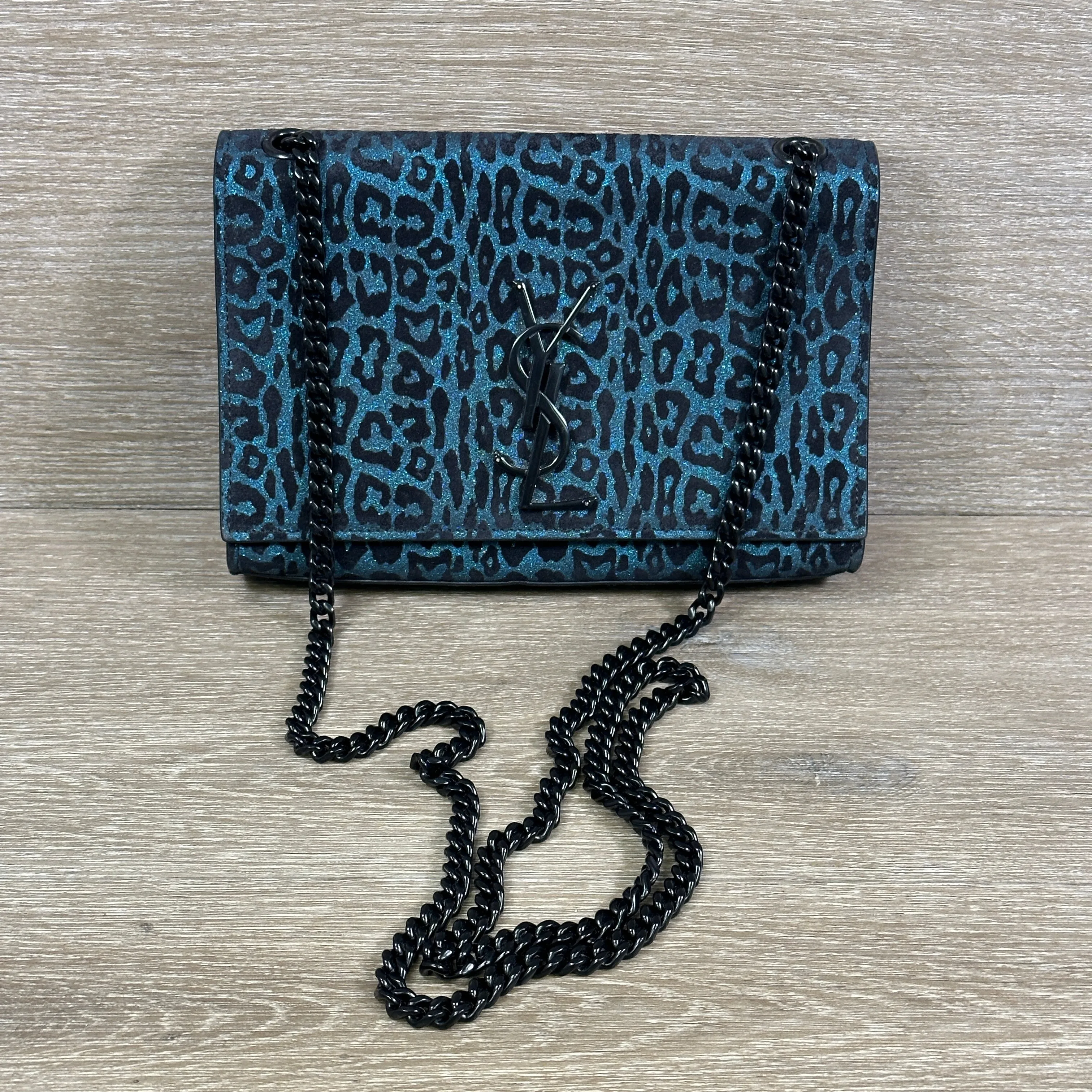 Saint Laurent Kate Monogram Small - Blue Leopard Print