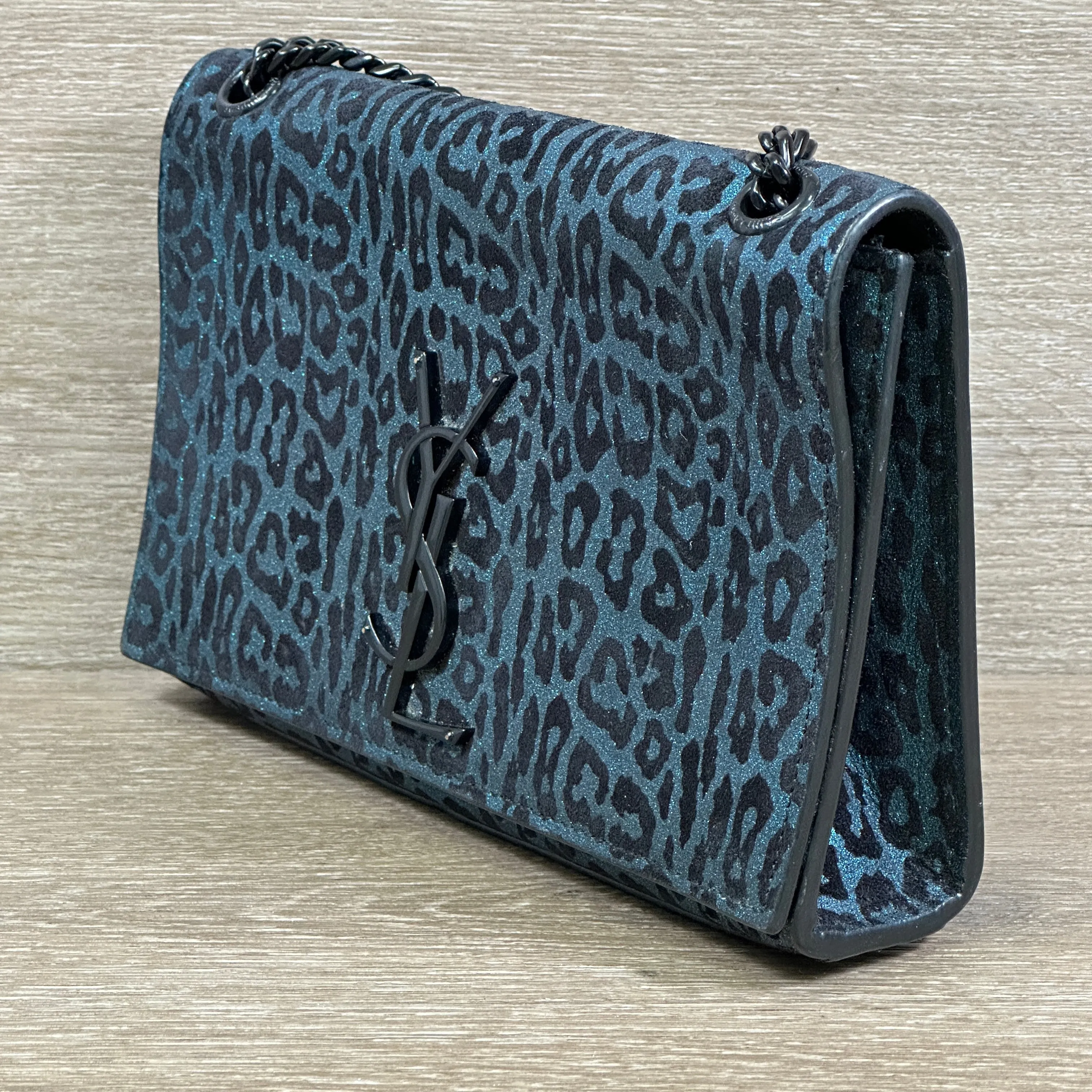 Saint Laurent Kate Monogram Small - Blue Leopard Print