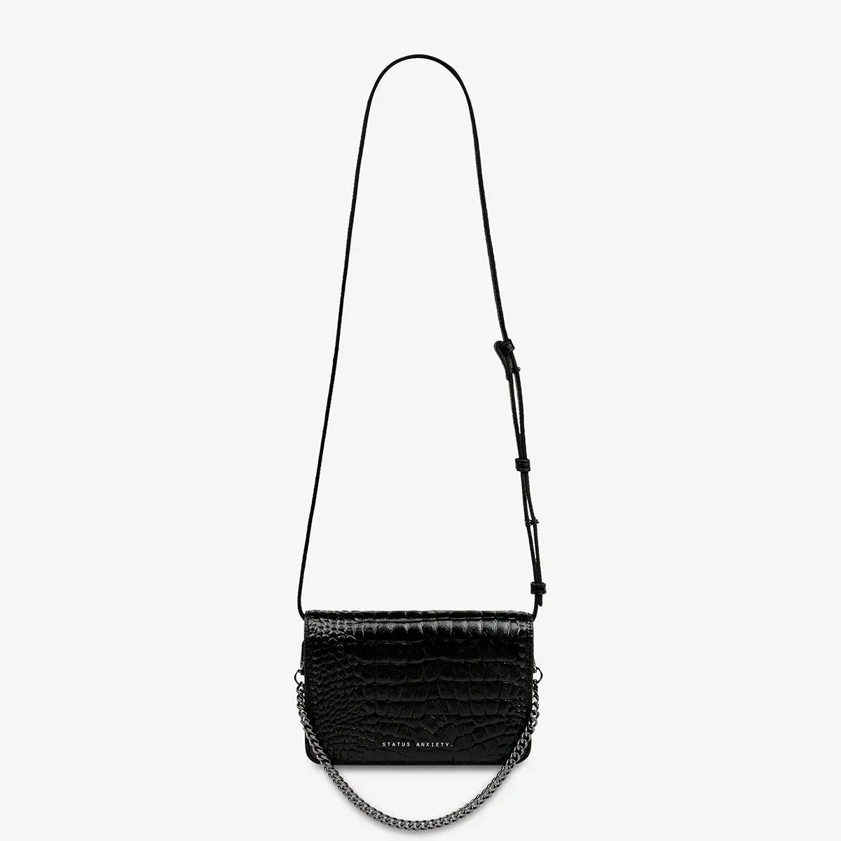 SHE BURNS BAG (Black Croc)