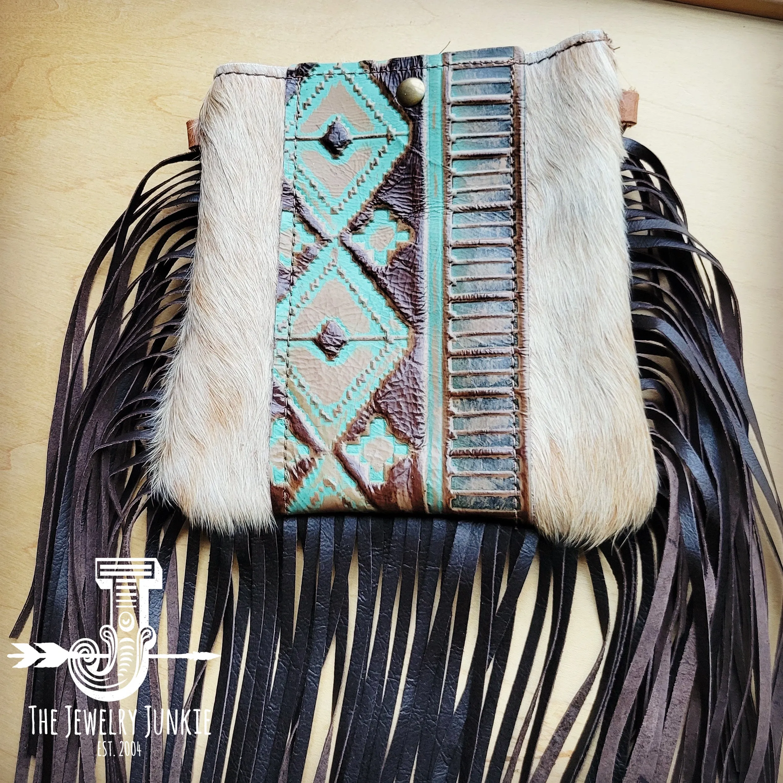 **Small Crossbody Handbag Turquoise Navajo w/ Full Fringe 514j