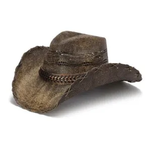 Stampede Men's Straw Cowboy Hat - Brown Chain