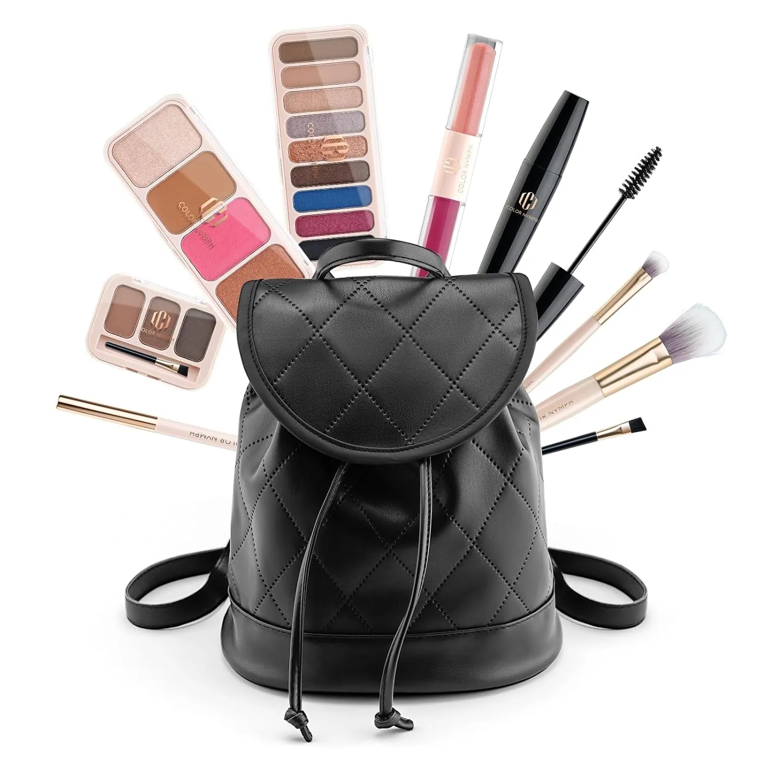 Stylish All-in-One Makeup Travel Set for Women - Backpack, Eyeshadow, Mascara, Lip Gloss & More!